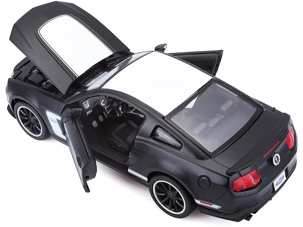 2012 Ford Mustang Boss 302 Matt Black and White 1/24 Diecast Model Car by Maisto - image 2