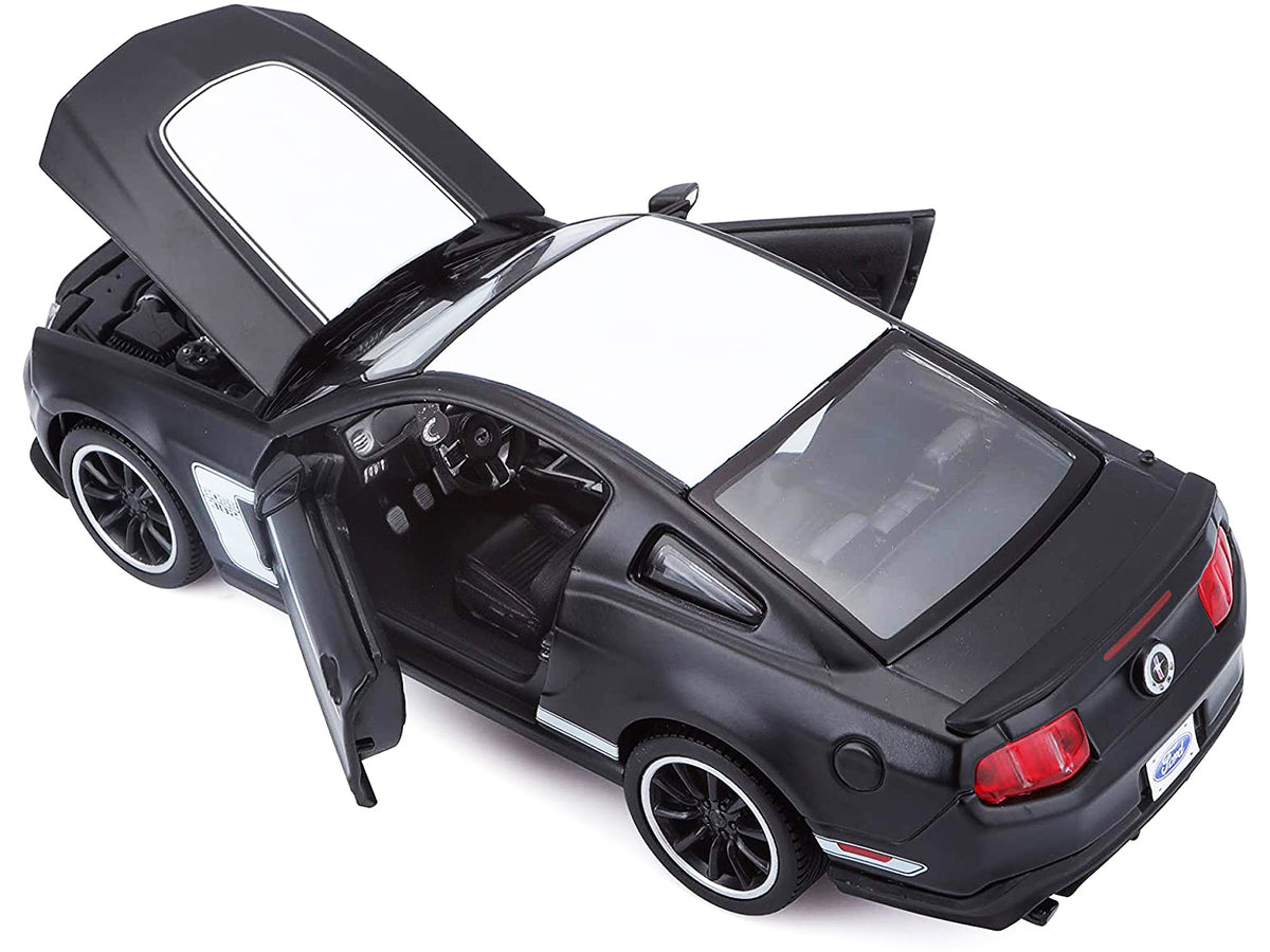 2012 Ford Mustang Boss 302 Matt Black and White 1/24 Diecast Model Car by Maisto - image 2