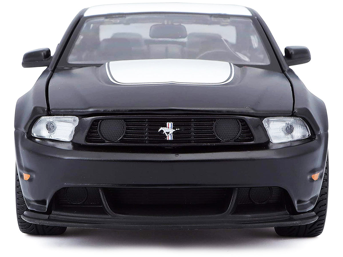 2012 Ford Mustang Boss 302 Matt Black and White 1/24 Diecast Model Car by Maisto - image 3