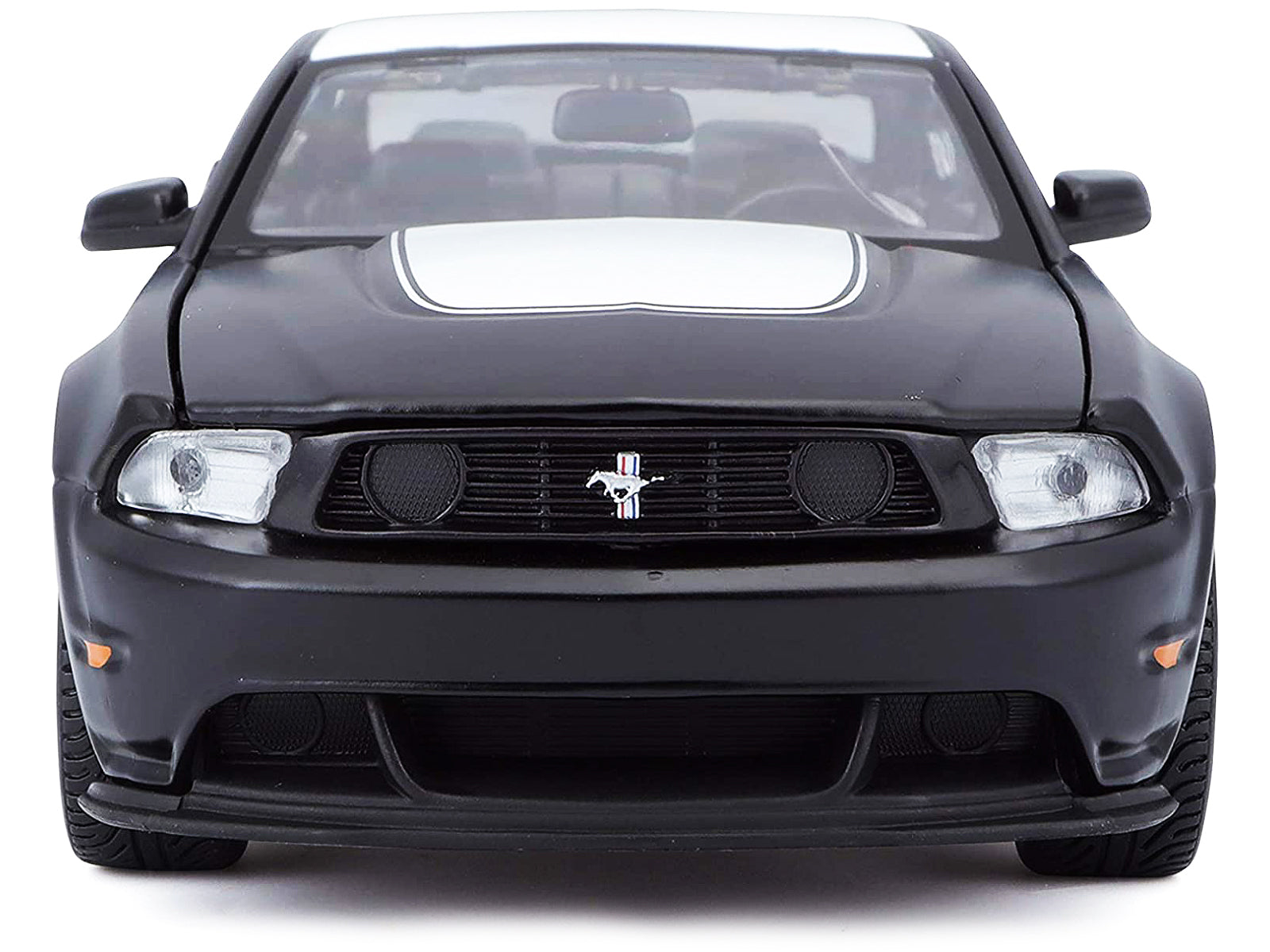 2012 Ford Mustang Boss 302 Matt Black and White 1/24 Diecast Model Car by Maisto - image 3