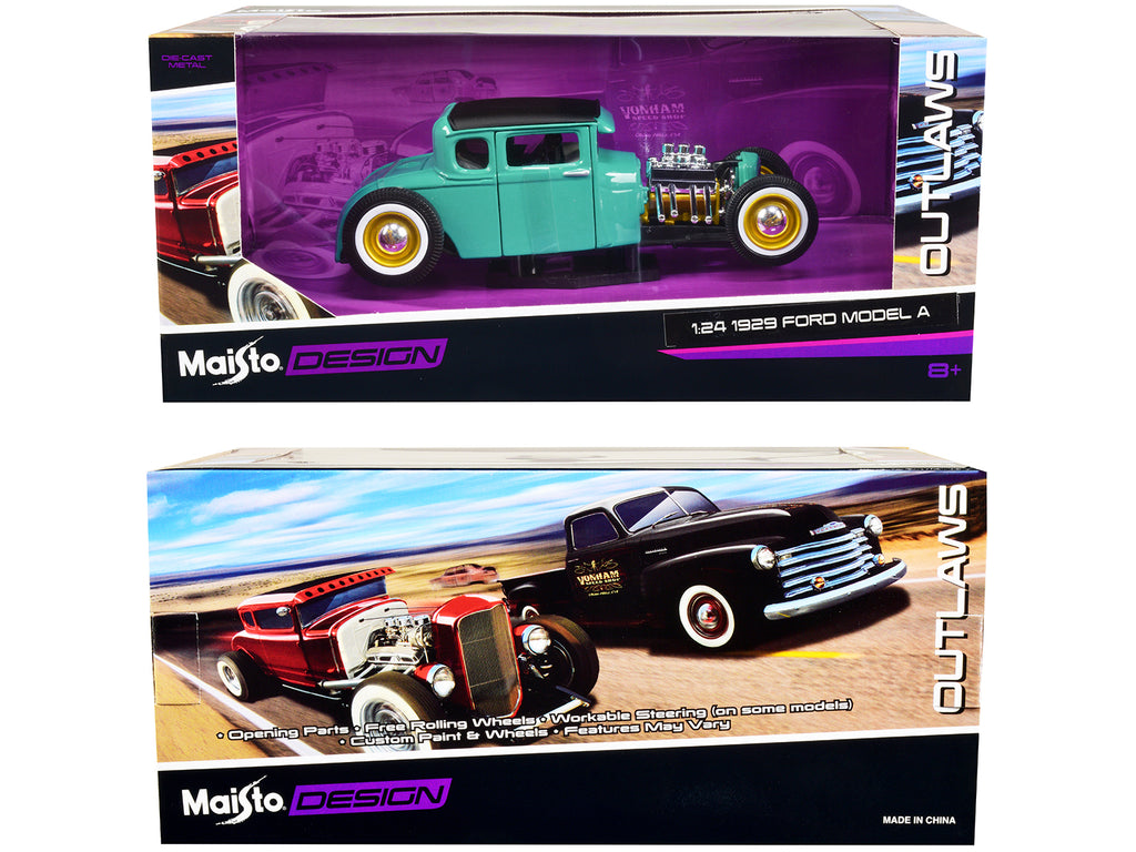 1929 Ford Model A Green with Matt Black Top "Outlaws" Series 1/24 Diecast Model Car by Maisto - image 3