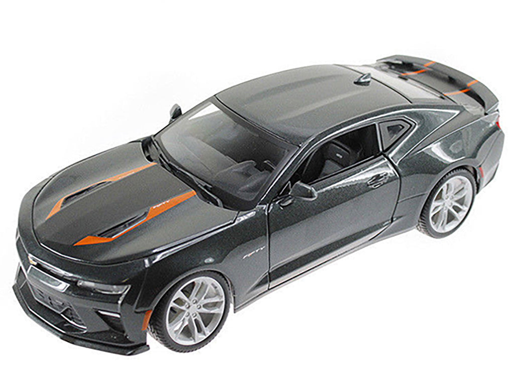 2017 Chevrolet Camaro SS Gray Metallic with Orange Stripes "50th Anniversary" "Special Edition" Series 1/18 Diecast Model Car by Maisto - image 2