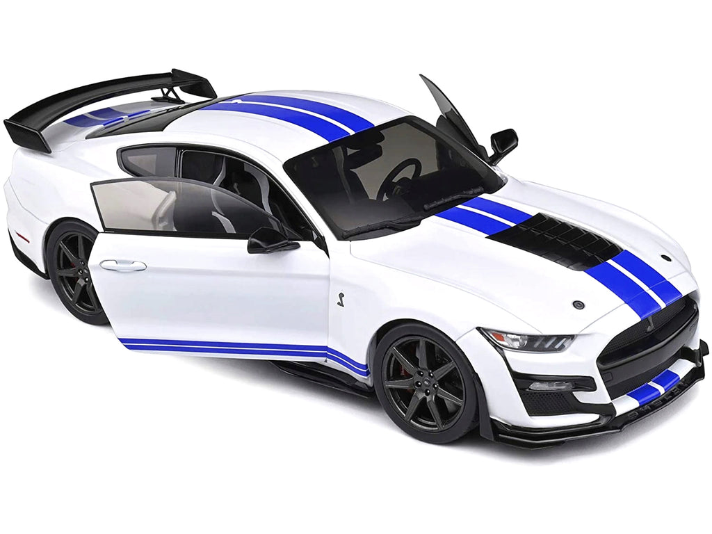 2020 Ford Mustang Shelby GT500 White with Blue Stripes "Special Edition" 1/18 Diecast Model Car by Maisto - image 2