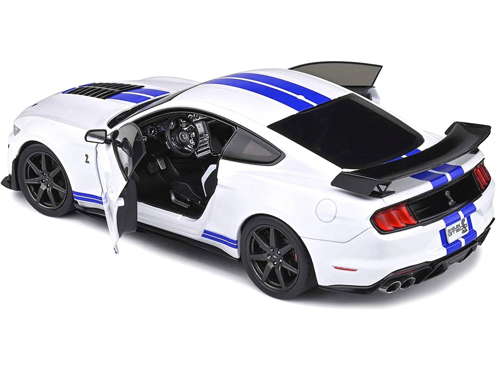 2020 Ford Mustang Shelby GT500 White with Blue Stripes "Special Edition" 1/18 Diecast Model Car by Maisto - image 4