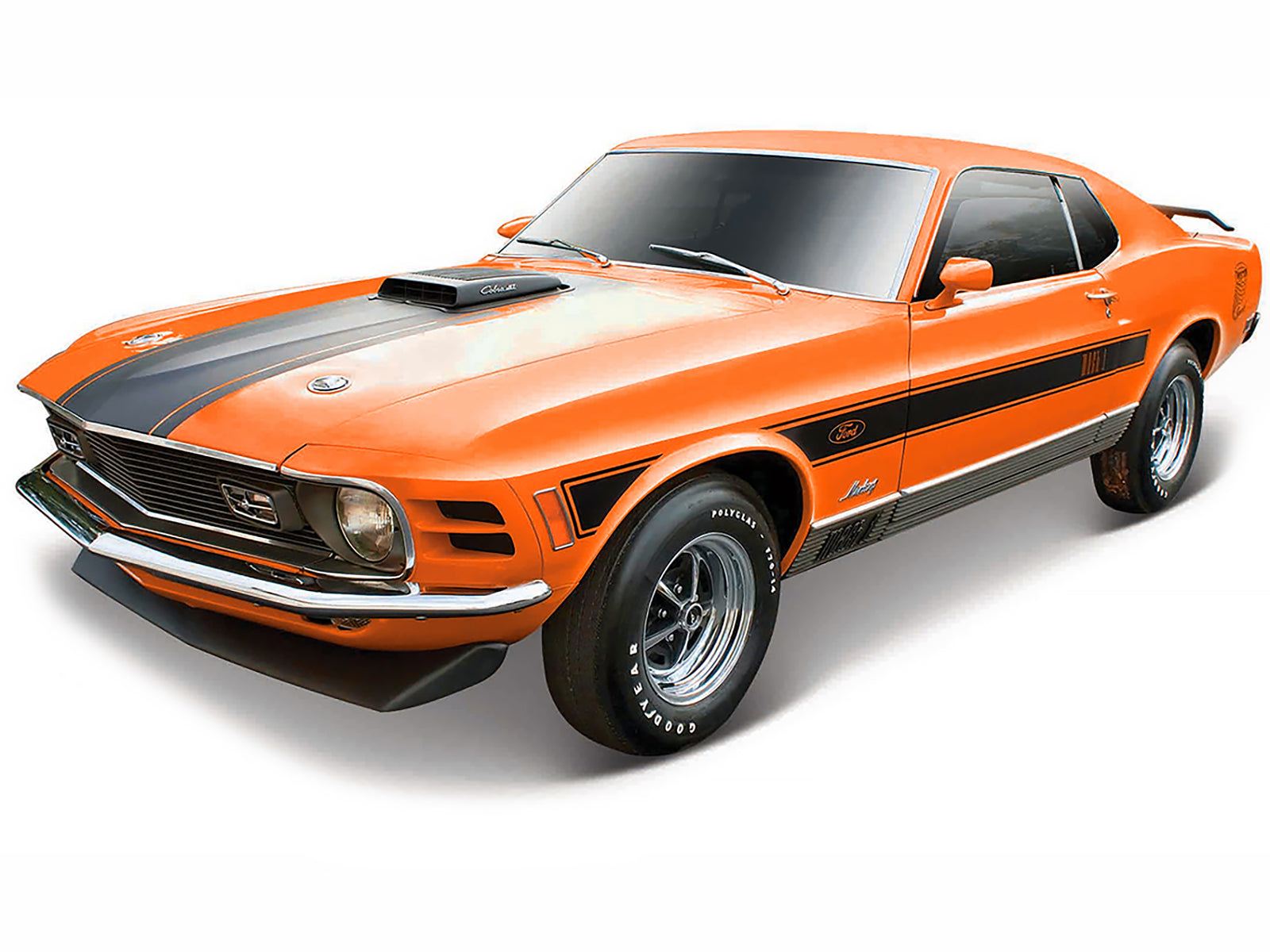 1970 Ford Mustang Mach 1 428 "Twister Special" Orange with Black Stripes "Special Edition" 1/18 Diecast Model Car by Maisto - image 2