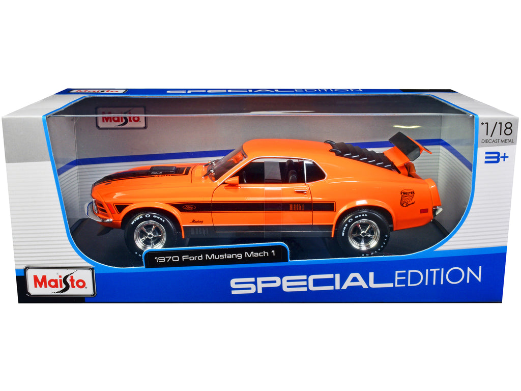 1970 Ford Mustang Mach 1 428 "Twister Special" Orange with Black Stripes "Special Edition" 1/18 Diecast Model Car by Maisto - image 3