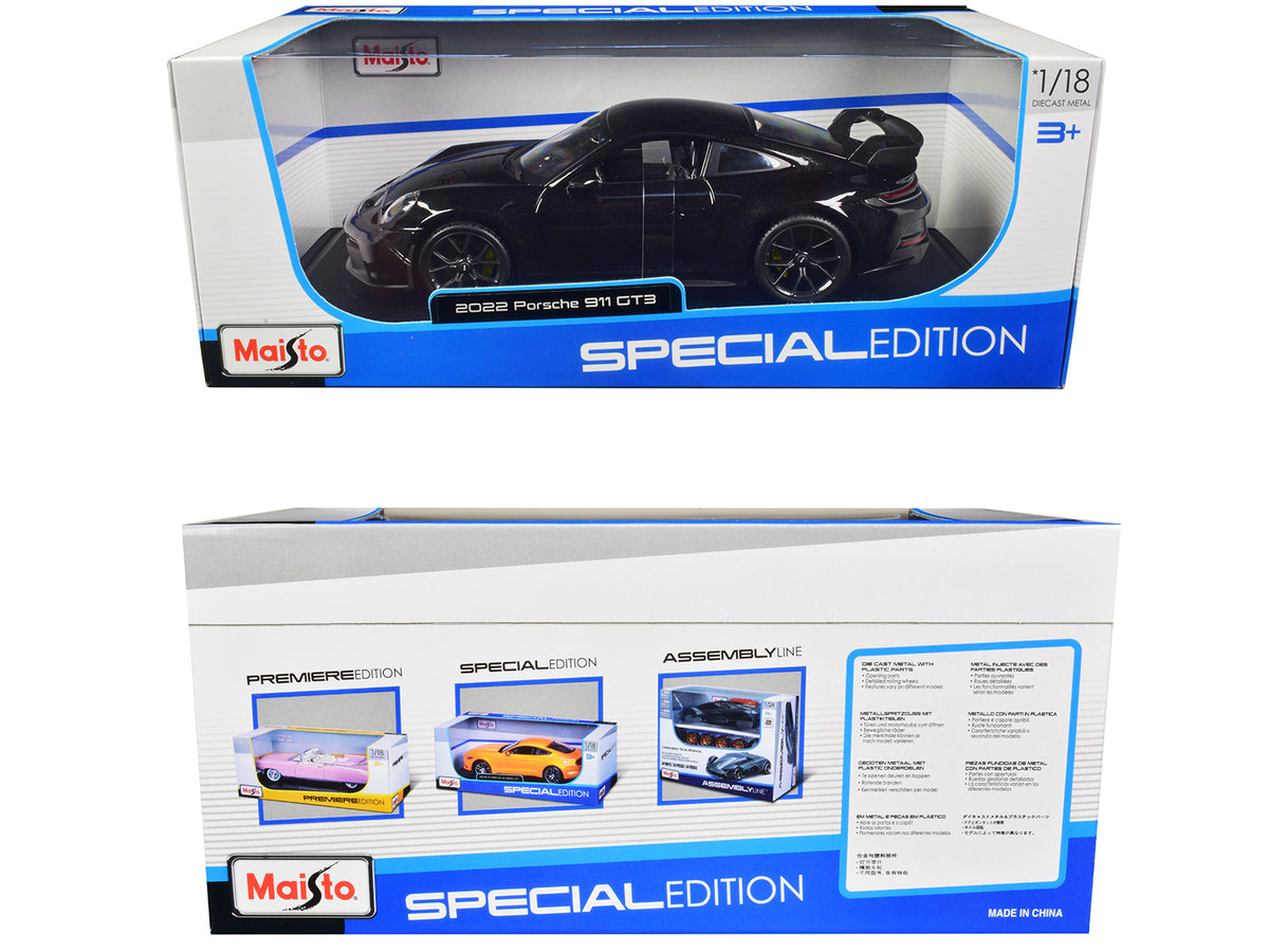 2022 Porsche 911 GT3 Black Metallic "Special Edition" 1/18 Diecast Model Car by Maisto - image 3