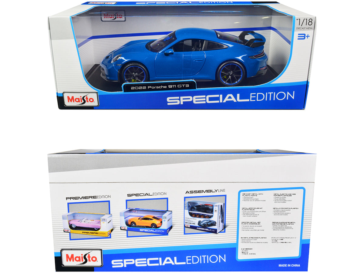 2022 Porsche 911 GT3 Blue "Special Edition" 1/18 Diecast Model Car by Maisto - image 3