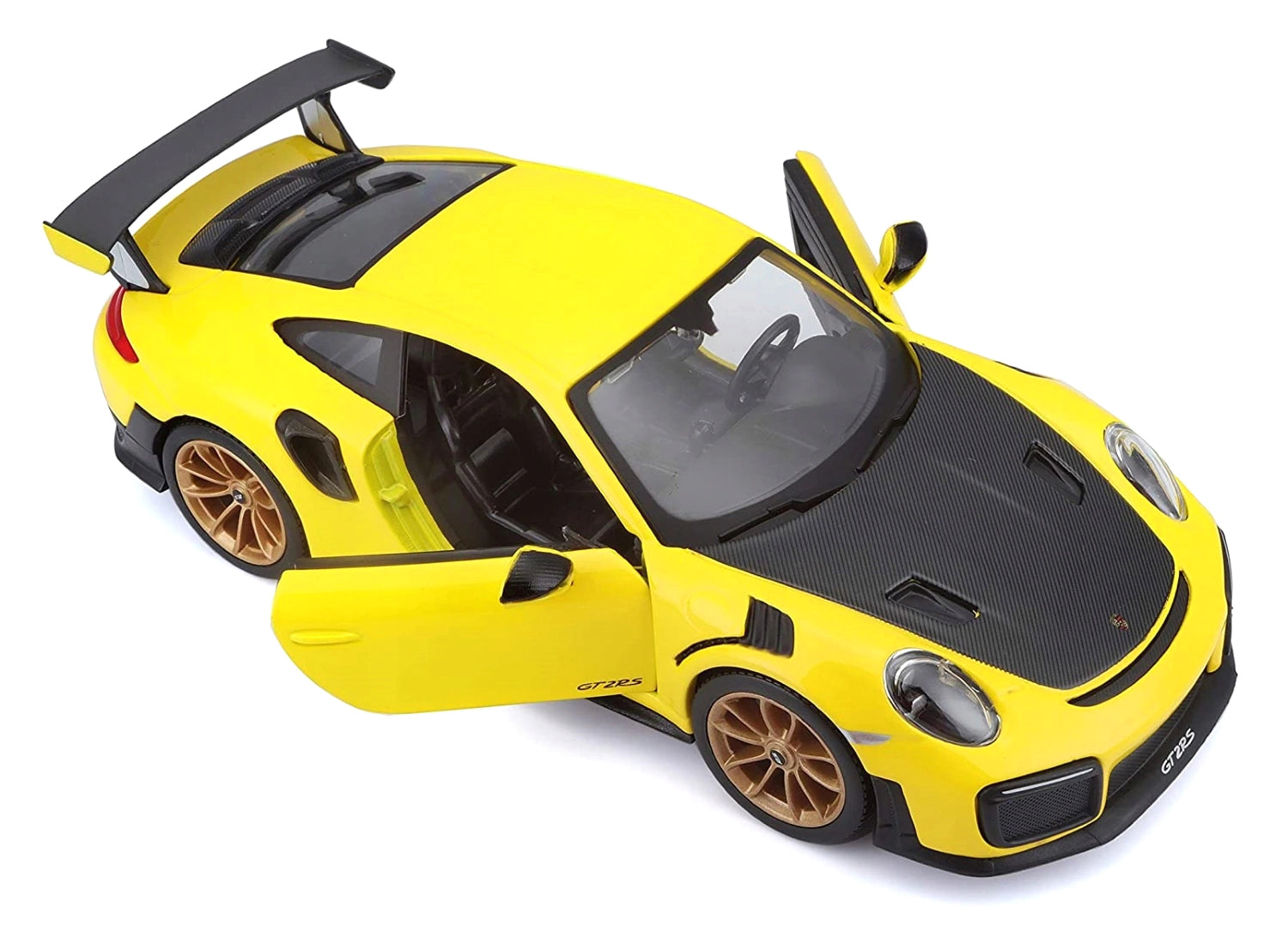 Porsche 911 GT2 RS Yellow with Carbon Hood and Gold Wheels "Special Edition" 1/24 Diecast Model Car by Maisto - image 2
