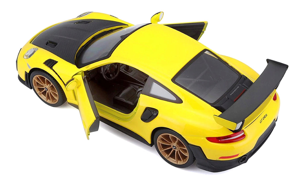 Porsche 911 GT2 RS Yellow with Carbon Hood and Gold Wheels "Special Edition" 1/24 Diecast Model Car by Maisto - image 3