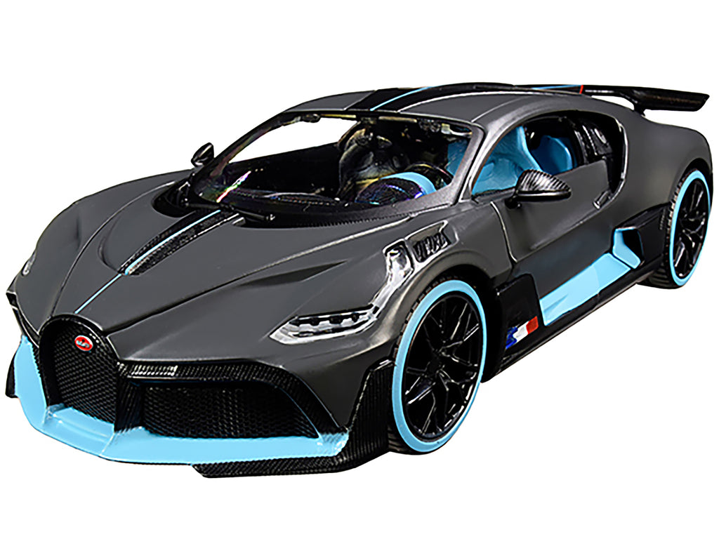 Bugatti Divo Satin Charcoal Gray with Carbon and Blue Accents "Special Edition" 1/24 Diecast Model Car by Maisto - image 2