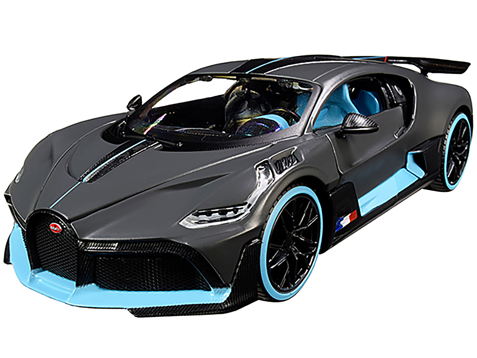 Bugatti Divo Satin Charcoal Gray with Carbon and Blue Accents "Special Edition" 1/24 Diecast Model Car by Maisto - image 2