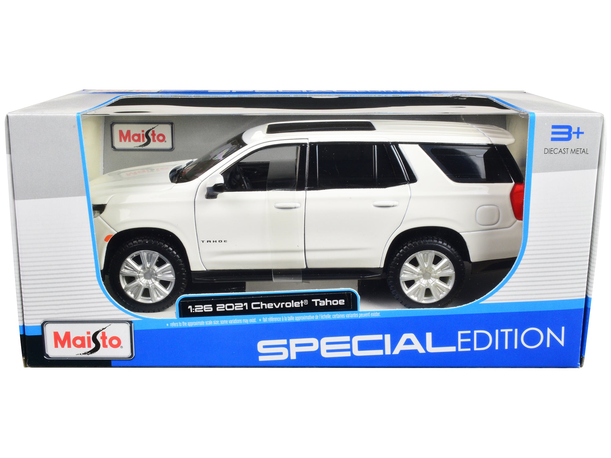 2021 Chevrolet Tahoe White with Sunroof "Special Edition" 1/26 Diecast Model Car by Maisto - image 3