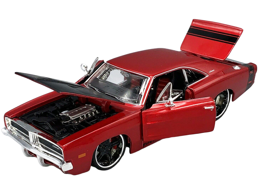 1969 Dodge Charger R/T Red Metallic with Black Hood and Black Stripes "Classic Muscle" 1/25 Diecast Model Car by Maisto