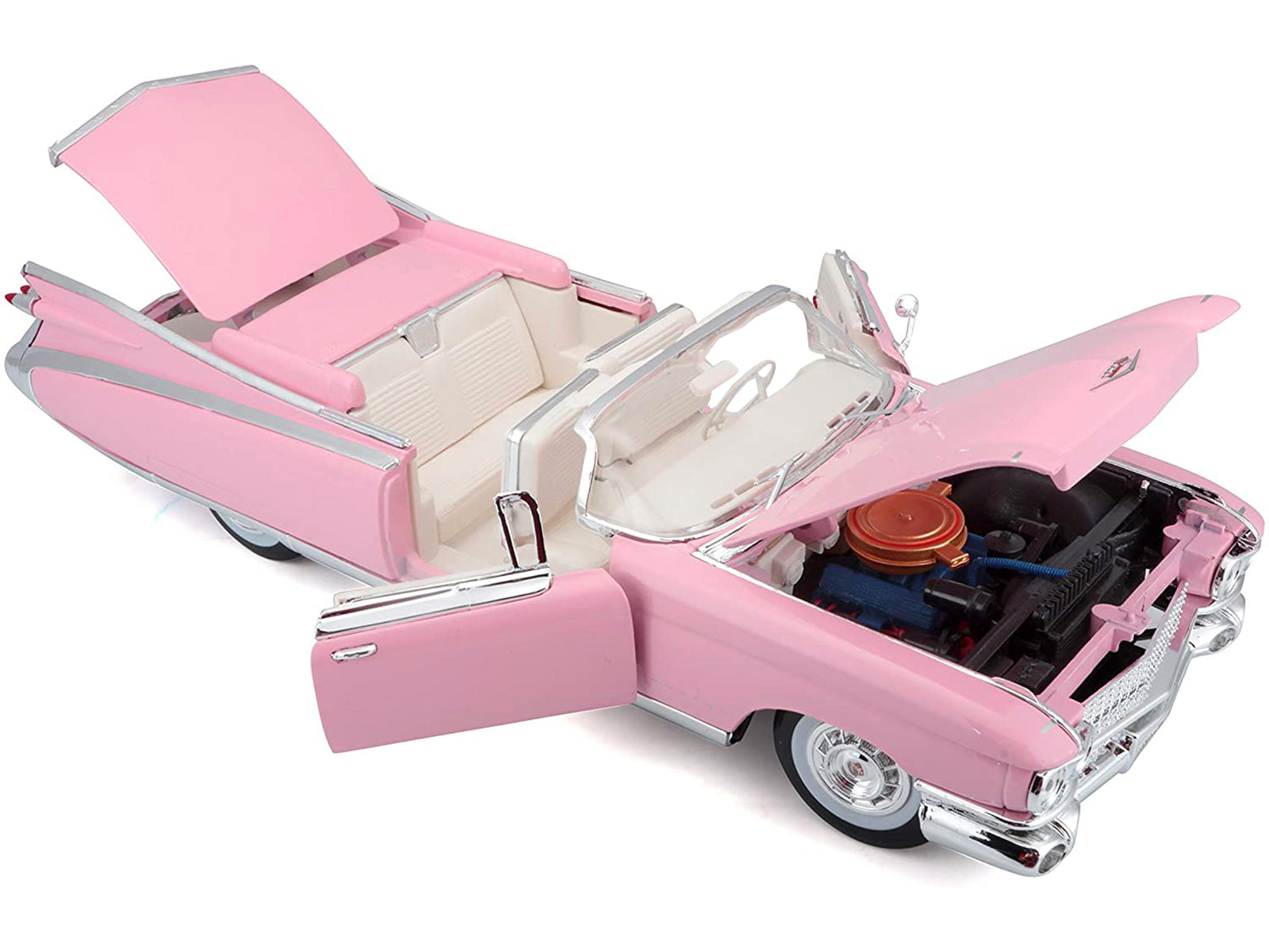 1959 Cadillac Eldorado Biarritz Convertible Pink 1/18 Diecast Model Car by Maisto - image 3