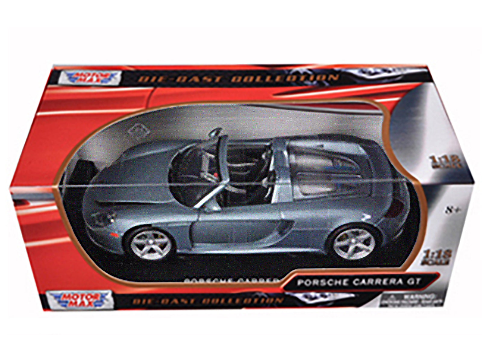 Porsche Carrera GT Silver with Black Interior 1/18 Diecast Model Car by Motormax - image 3