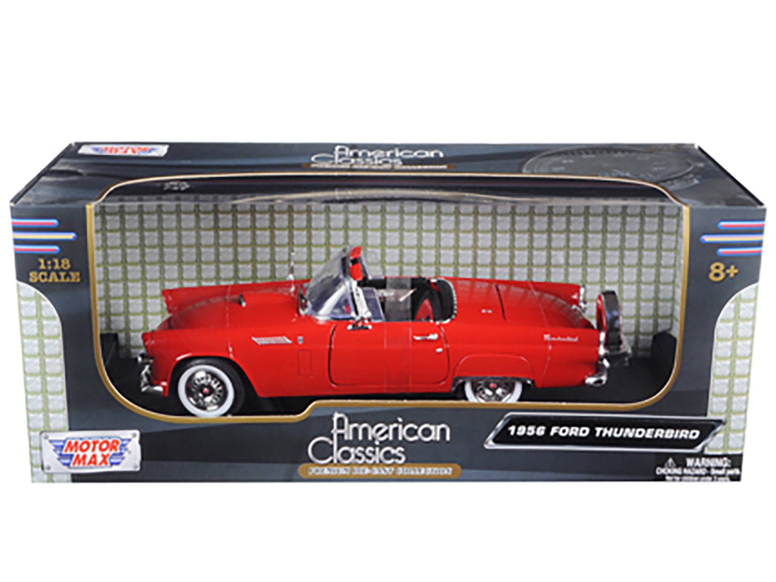 1956 Ford Thunderbird Red 1/18 Diecast Model Car by Motormax - image 3