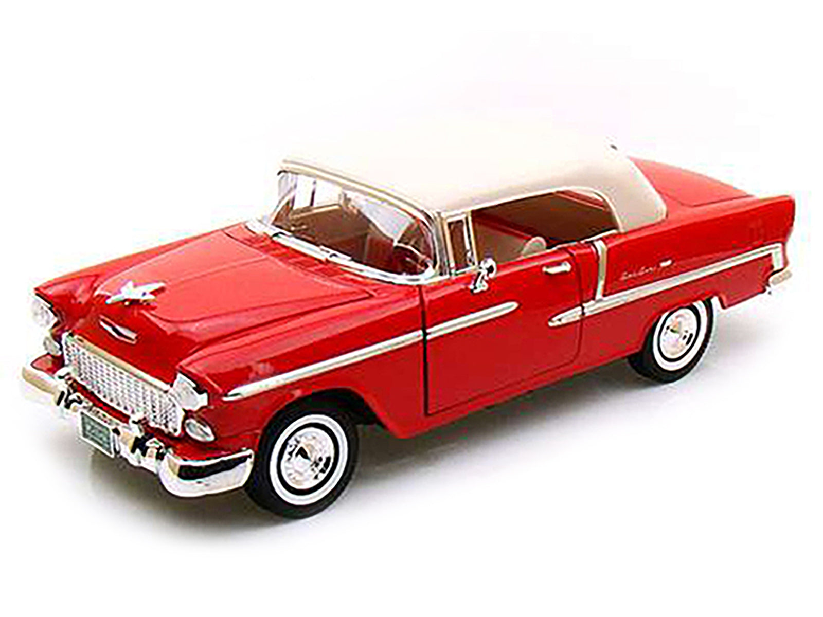 1955 Chevrolet Bel Air Convertible Soft Top Red 1/18 Diecast Car Model by Motormax - image 2