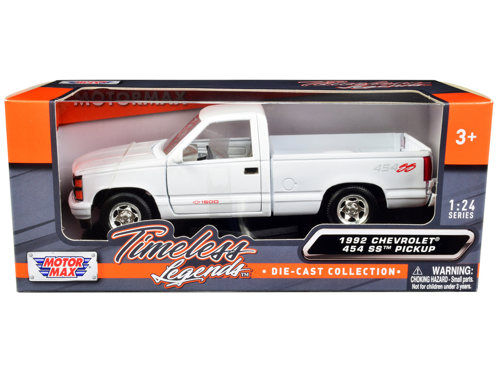 1992 Chevrolet 454 SS Pickup Truck White 1/24 Diecast Model Car by Motormax - image 2