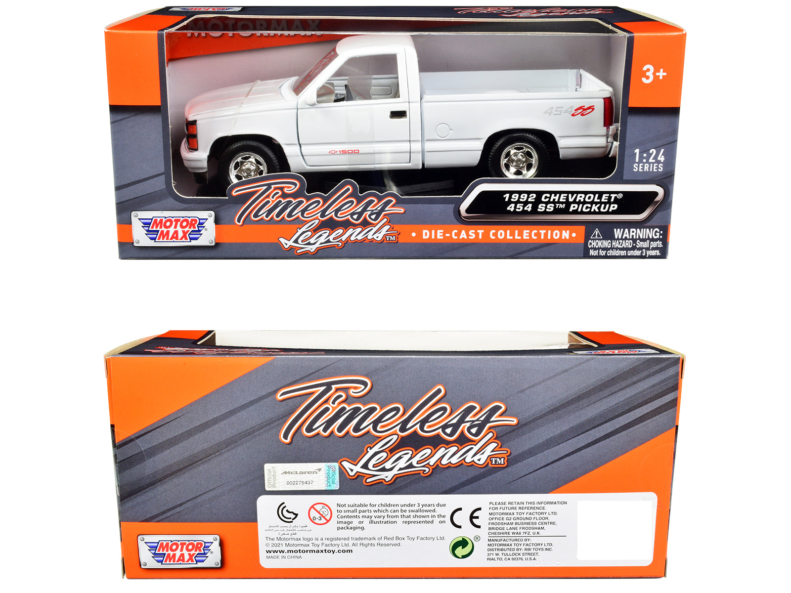 1992 Chevrolet 454 SS Pickup Truck White 1/24 Diecast Model Car by Motormax - image 4