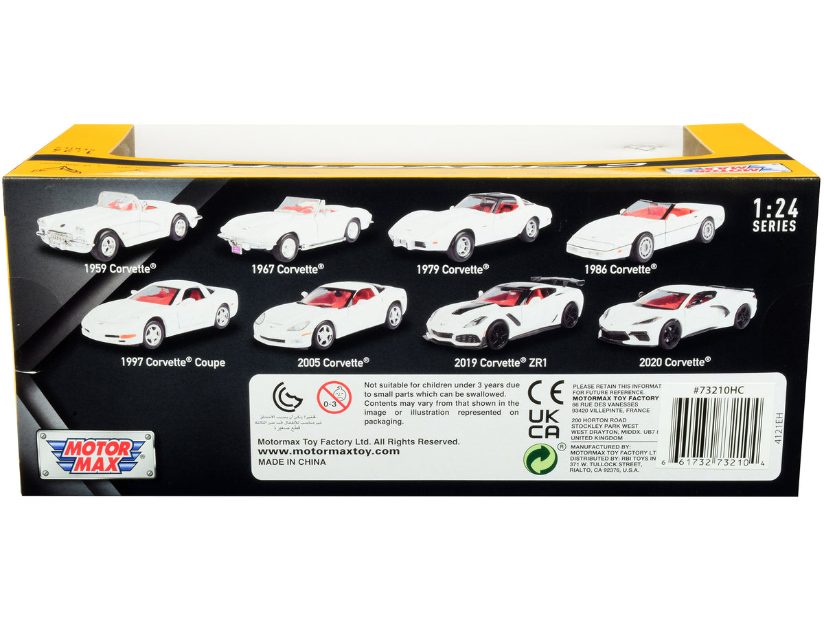 1997 Chevrolet Corvette C5 Coupe White with Red Interior "History of Corvette" Series 1/24 Diecast Model Car by Motormax