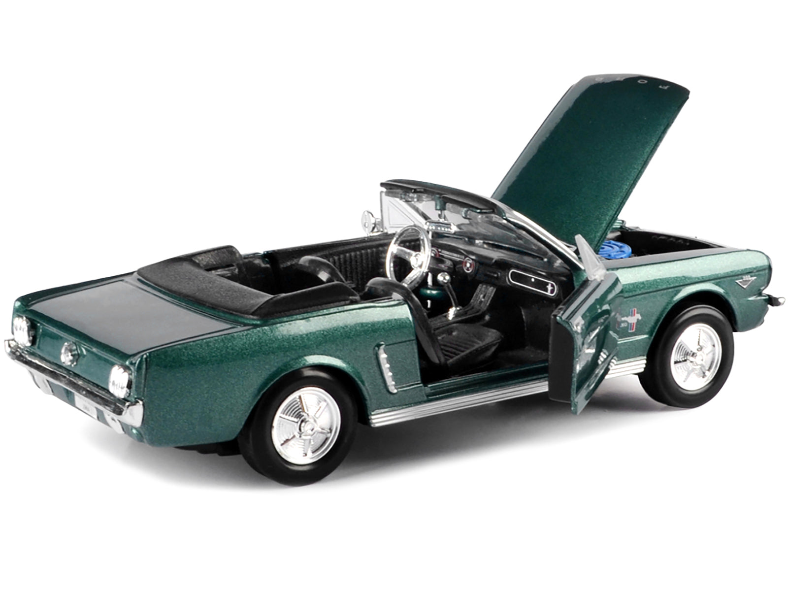 1964 1/2 Ford Mustang Convertible Green Metallic 1/24 Diecast Model Car by Motormax - image 2