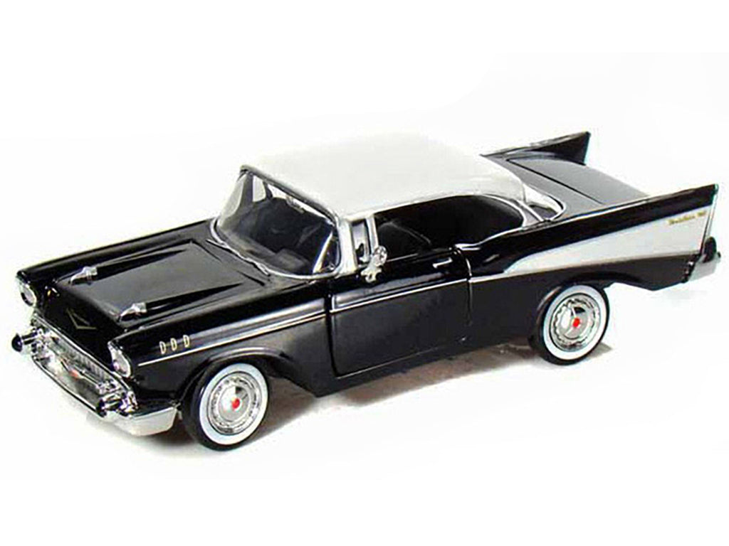 1957 Chevrolet Bel Air Black with White Top 1/24 Diecast Model Car by Motormax - image 2