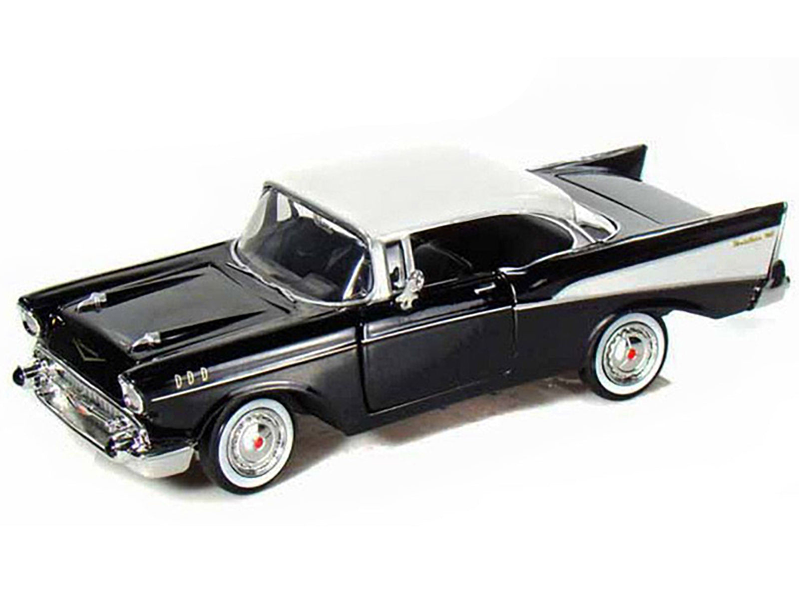 1957 Chevrolet Bel Air Black with White Top 1/24 Diecast Model Car by Motormax - image 2