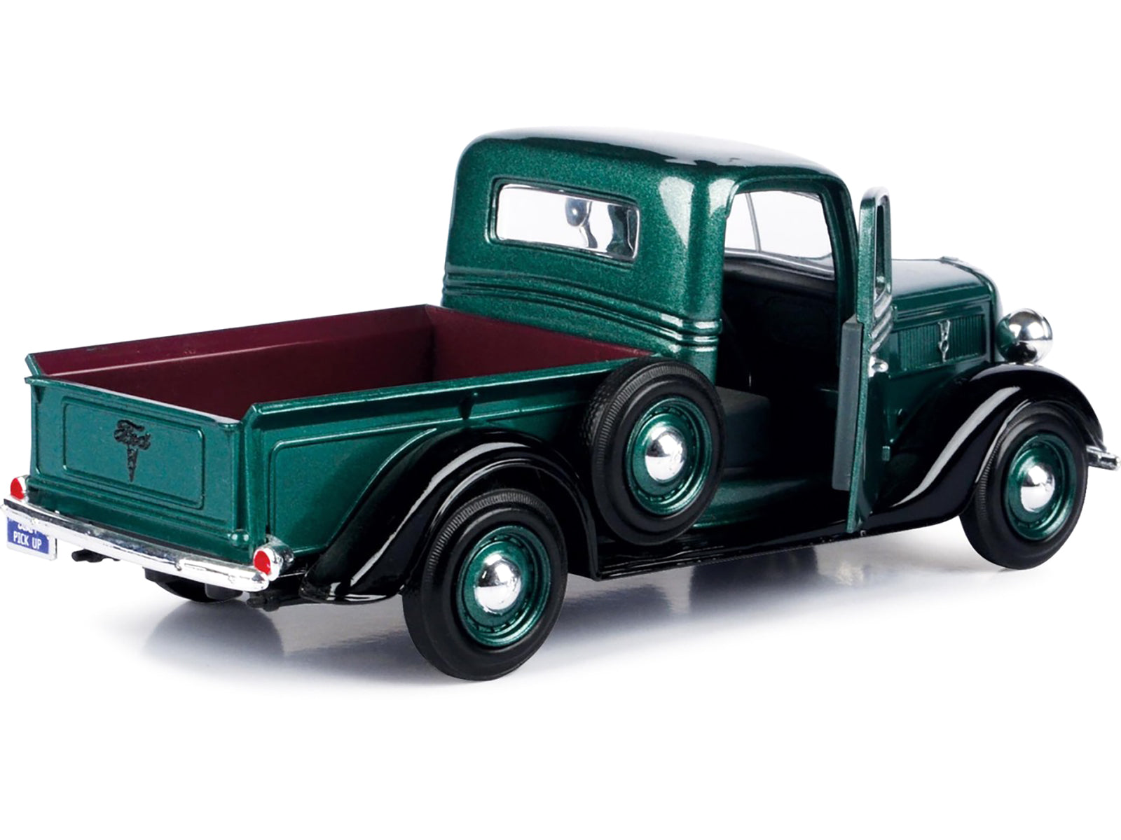 1937 Ford Pickup Truck Green and Black 1/24 Diecast Model Car by Motormax - image 3