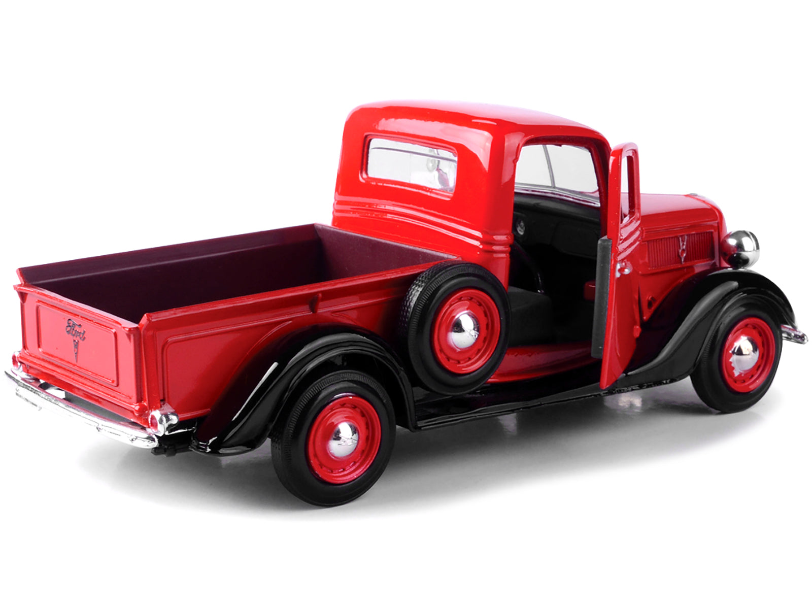 1937 Ford Pickup Truck Red and Black 1/24 Diecast Model Car by Motormax - image 3