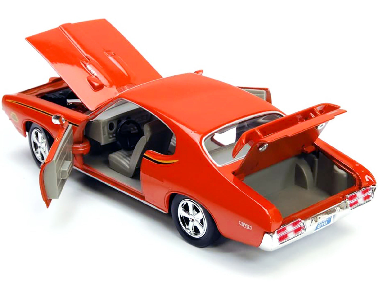 1969 Pontiac GTO Judge Orange with Stripes 1/24 Diecast Model Car by Motormax - image 3