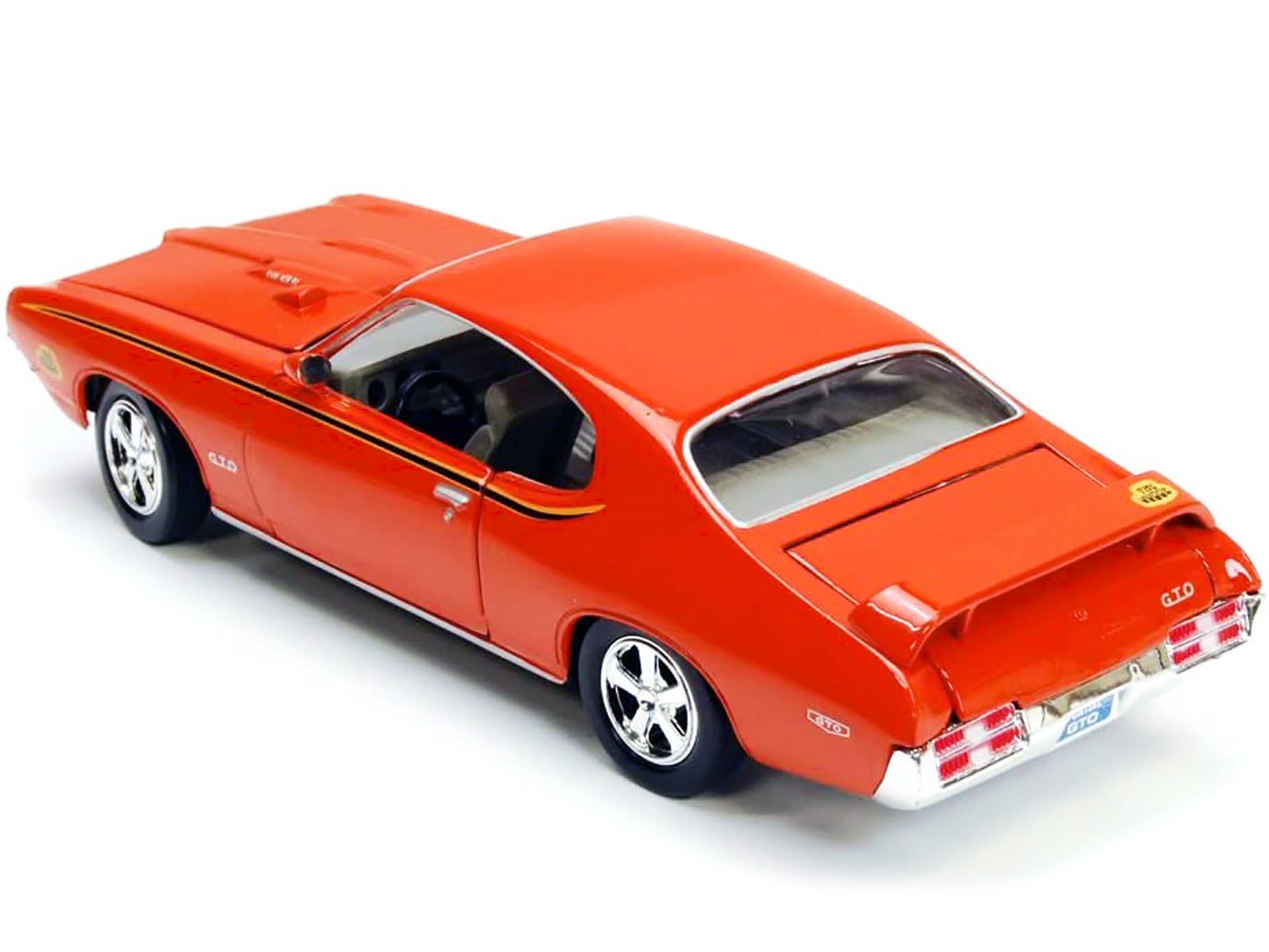 1969 Pontiac GTO Judge Orange with Stripes 1/24 Diecast Model Car by Motormax - image 4