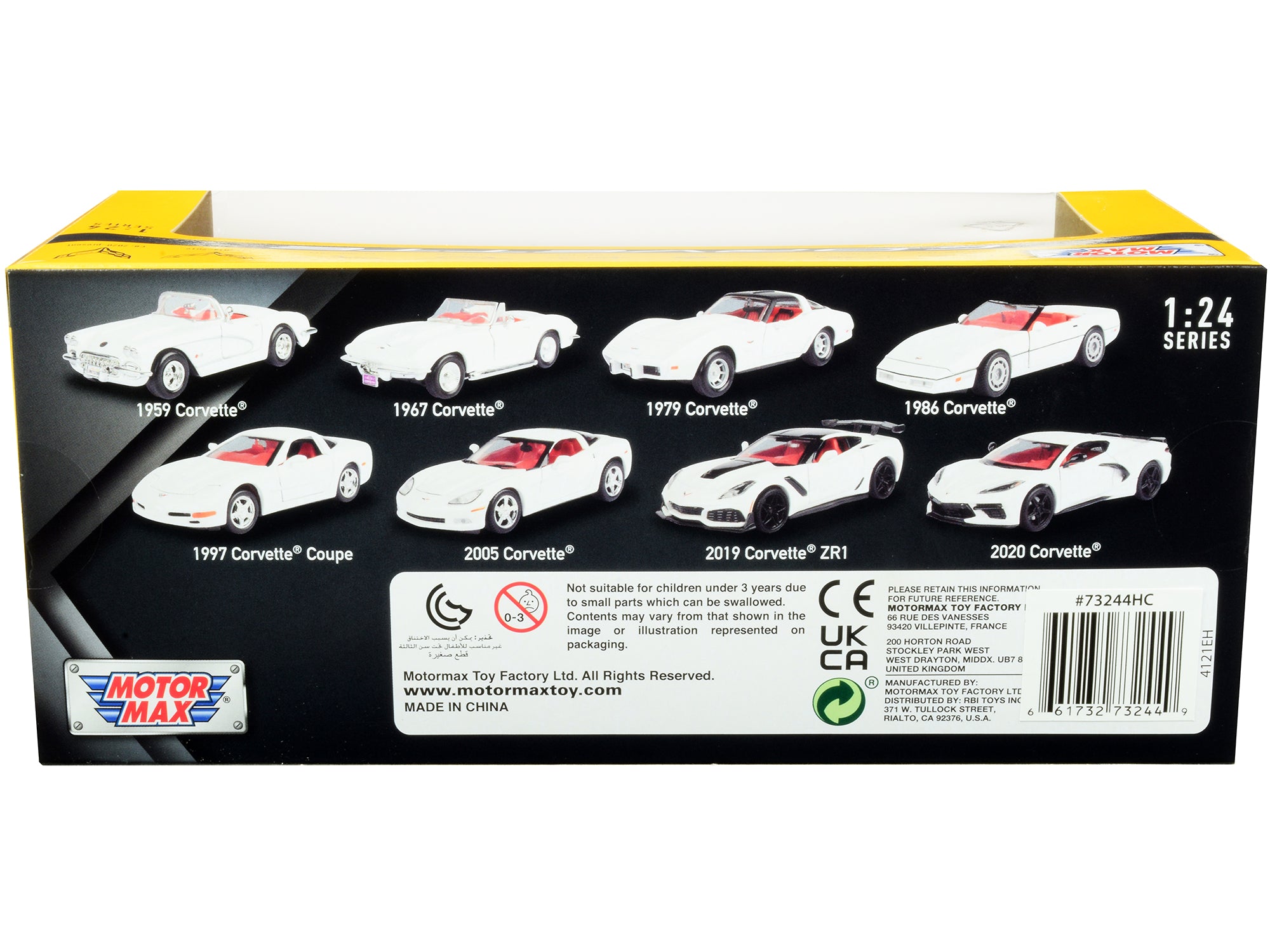 1979 Chevrolet Corvette C3 White with Black Top and Red Interior "History of Corvette" Series 1/24 Diecast Model Car by Motormax - image 2