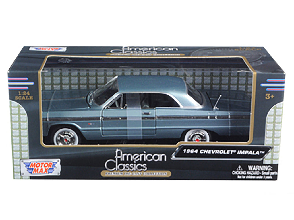 1964 Chevrolet Impala Blue 1/24 Diecast Model Car by Motormax - image 2