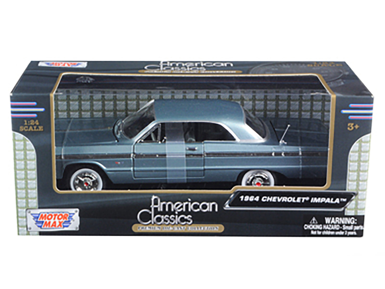 1964 Chevrolet Impala Blue 1/24 Diecast Model Car by Motormax - image 2