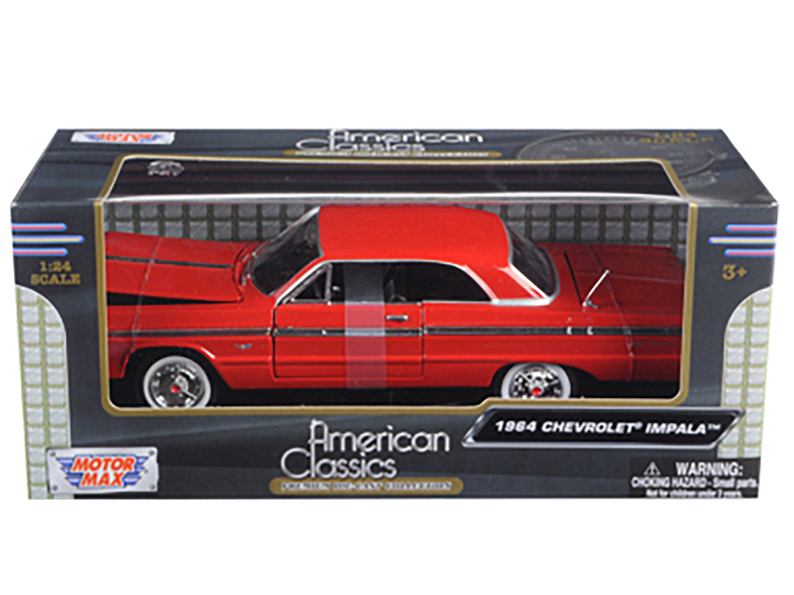 1964 Chevrolet Impala Red 1/24 Diecast Model Car by Motormax - image 3