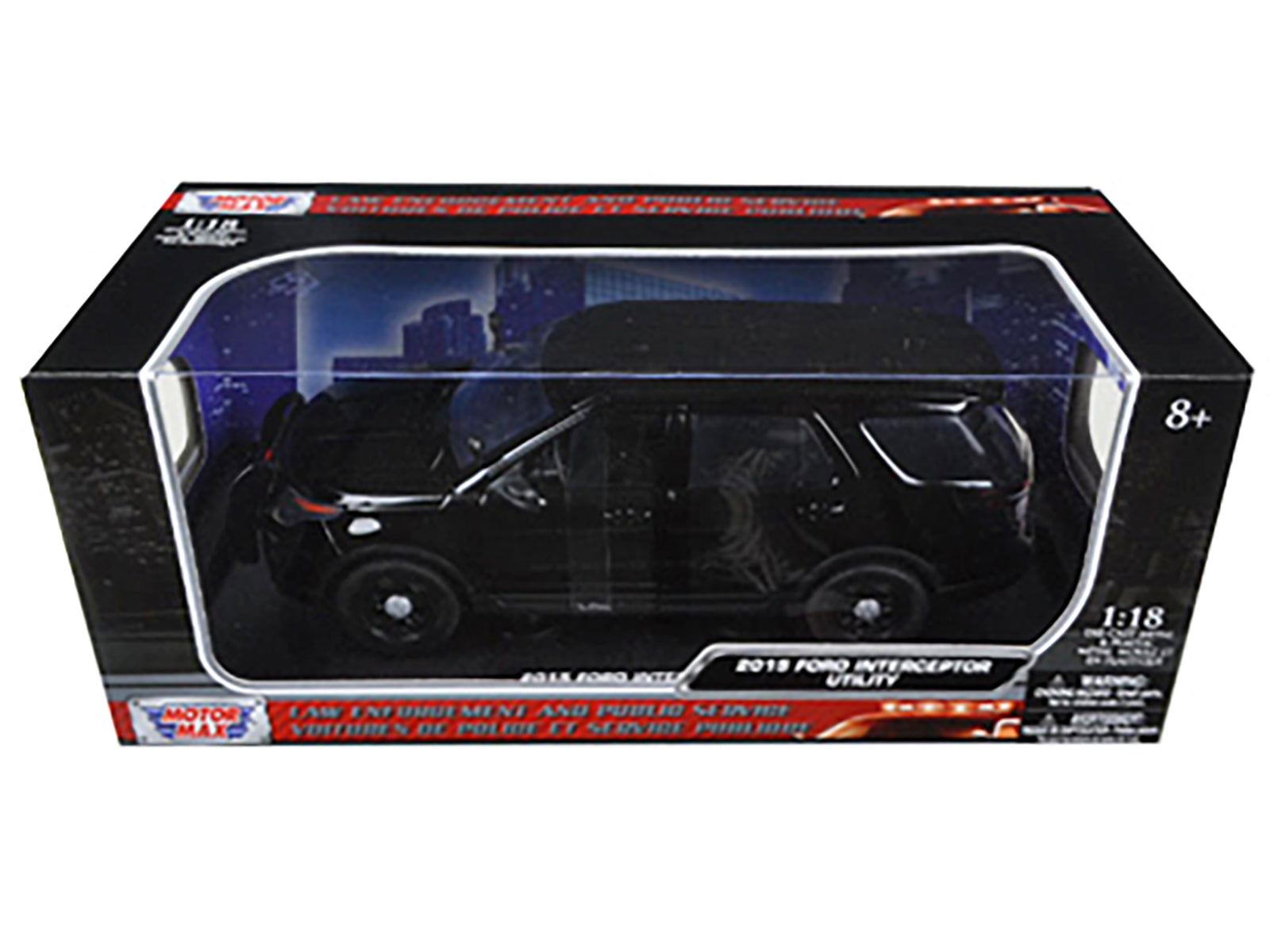 2015 Ford Police Interceptor Utility Special Service Plain Black 1/18 Diecast Model Car by Motormax - image 3