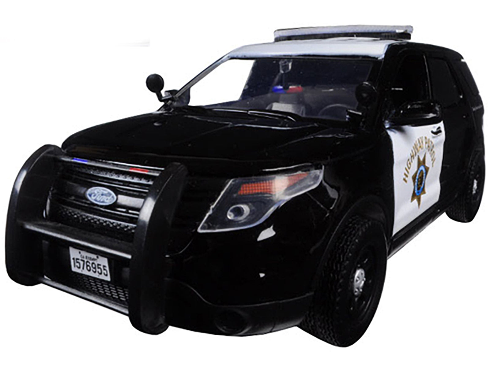 2015 Ford Interceptor Police Utility "California Highway Patrol" (CHP) Black and White 1/24 Diecast Model Car by Motormax - image 2