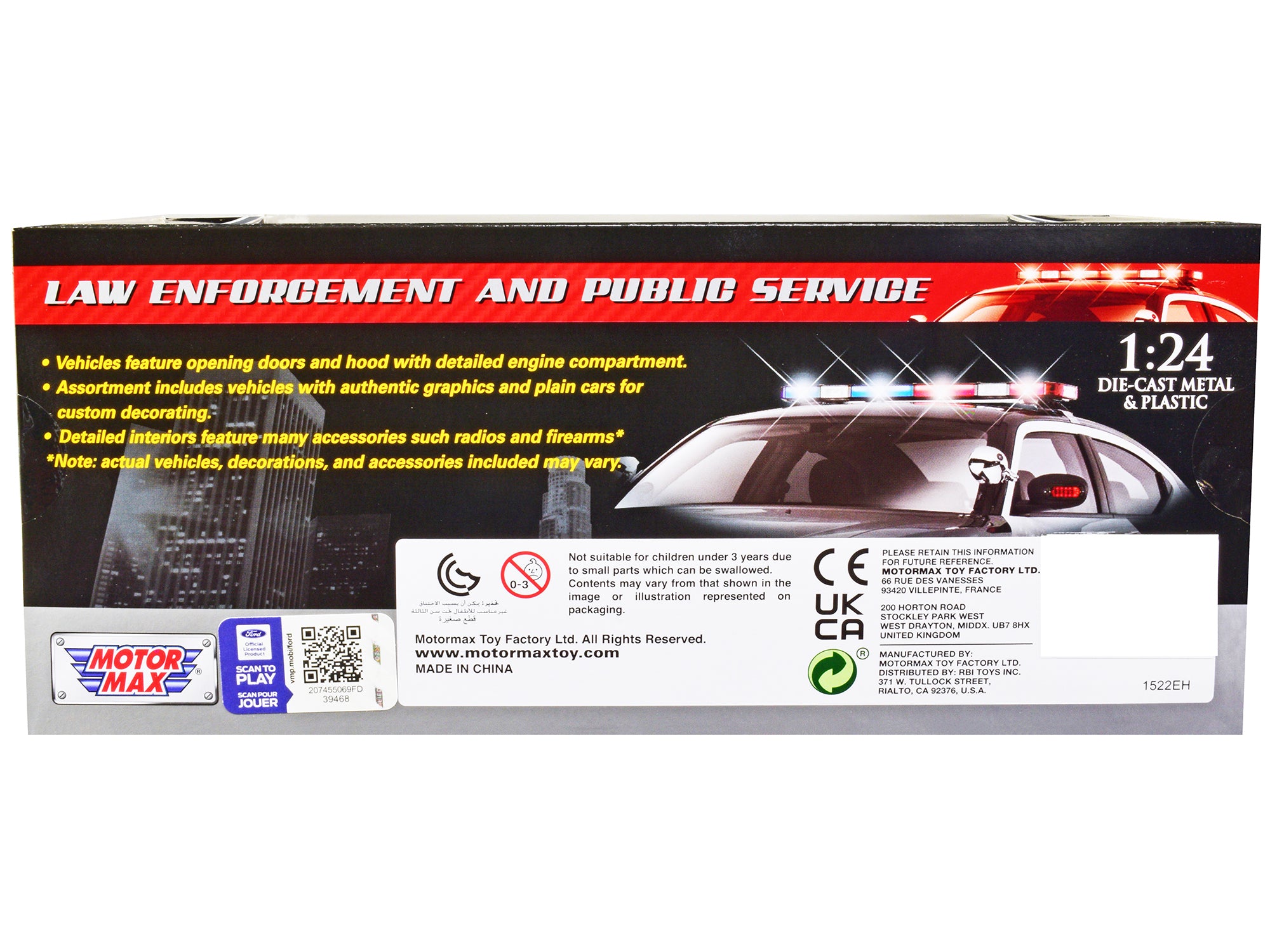 1978 Ford Bronco Police Car Unmarked White "Law Enforcement and Public Service" Series 1/24 Diecast Model Car by Motormax - image 2