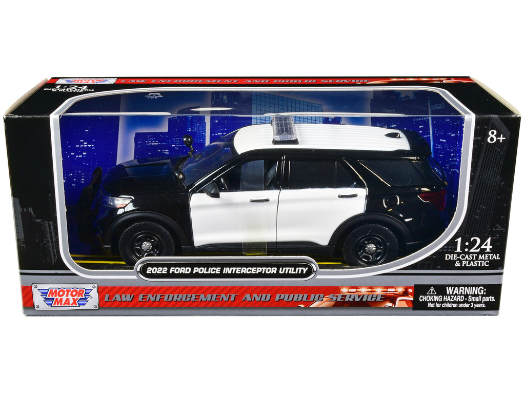2022 Ford Police Interceptor Utility Unmarked Black and White 1/24 Diecast Model Car by Motormax - image 3