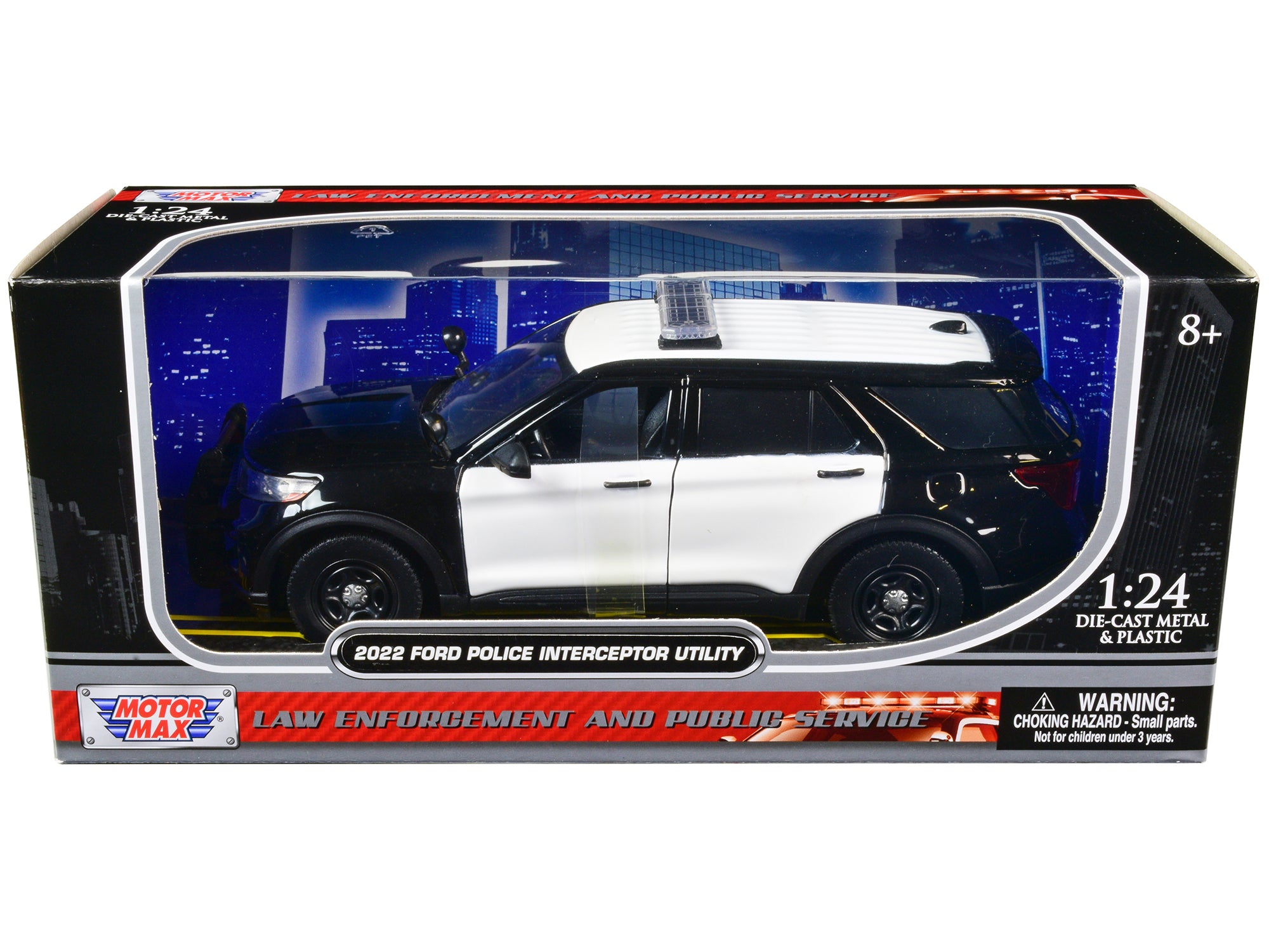 2022 Ford Police Interceptor Utility Unmarked Black and White 1/24 Diecast Model Car by Motormax - image 3