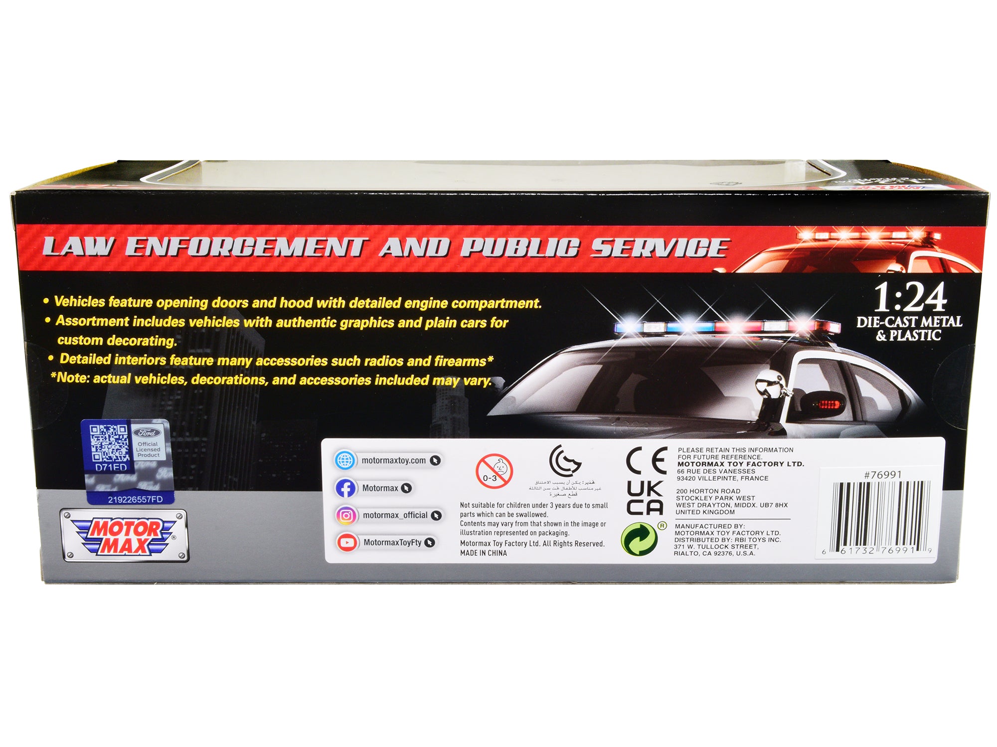 2022 Ford Police Interceptor Utility "California Highway Patrol" Black and White 1/24 Diecast Model Car by Motormax - image 2