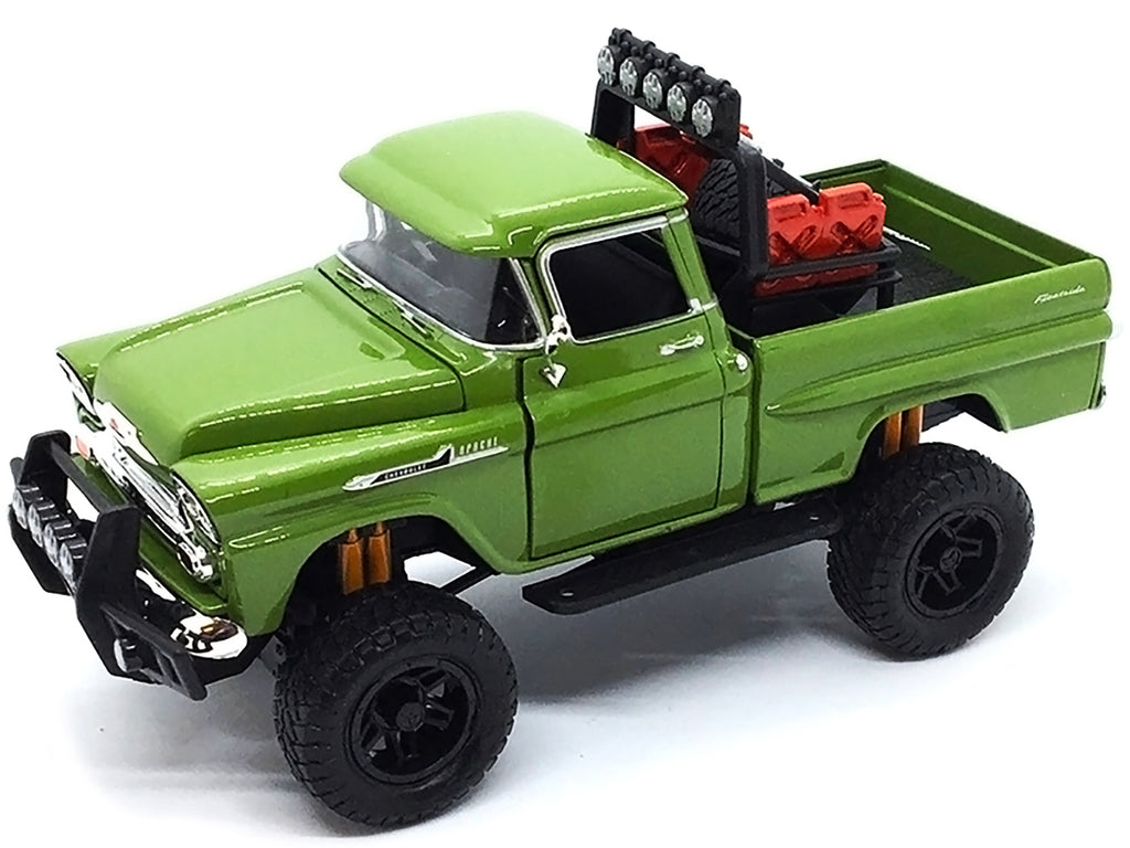 1958 Chevrolet Apache Fleetside Pickup Truck Off Road Green 1/24 Diecast Model by Motormax - image 2