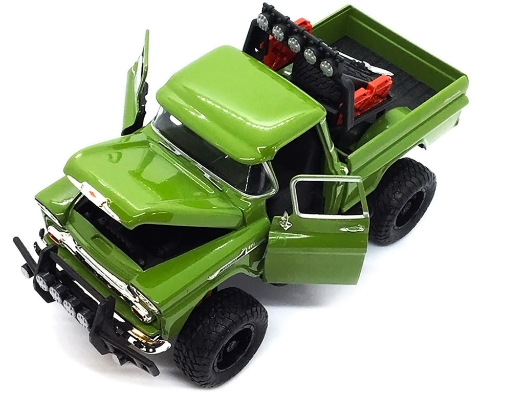1958 Chevrolet Apache Fleetside Pickup Truck Off Road Green 1/24 Diecast Model by Motormax - image 3
