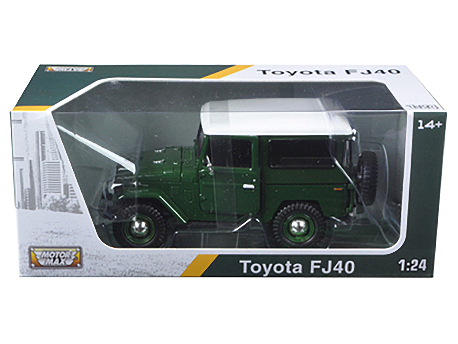Toyota FJ40 Dark Green with White Top 1/24 Diecast Model Car by Motormax - image 3