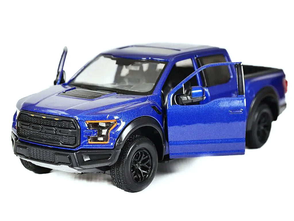 2017 Ford F-150 Raptor Pickup Truck Blue with Black Wheels 1/27 Diecast Model Car by Motormax - image 3