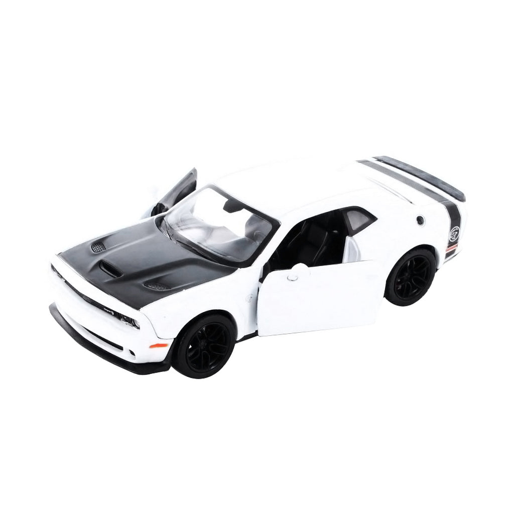 2018 Dodge Challenger SRT Hellcat Widebody White with Black Hood 1/24 Diecast Model Car by Motormax - image 3