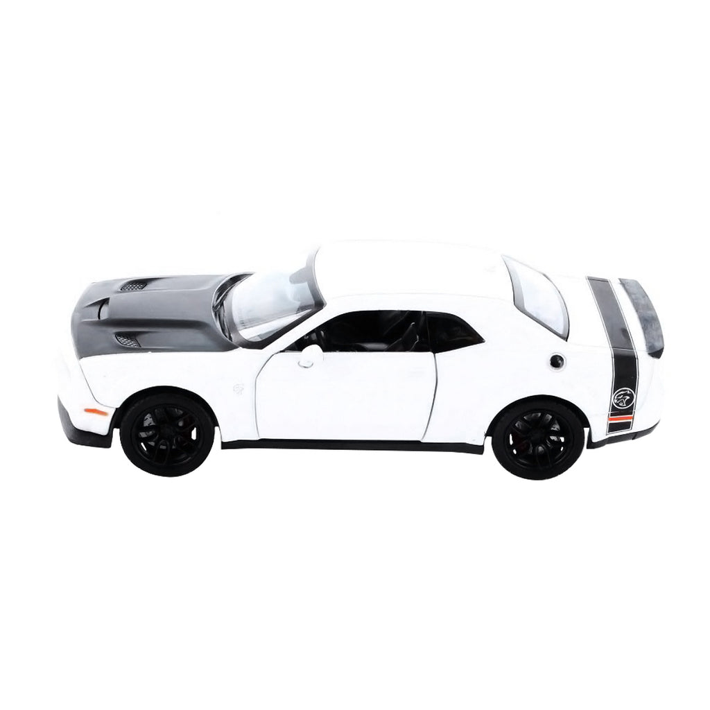 2018 Dodge Challenger SRT Hellcat Widebody White with Black Hood 1/24 Diecast Model Car by Motormax - image 2