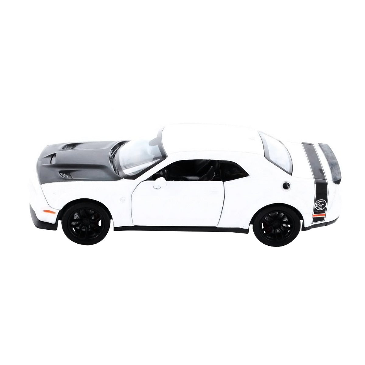 2018 Dodge Challenger SRT Hellcat Widebody White with Black Hood 1/24 Diecast Model Car by Motormax - image 2