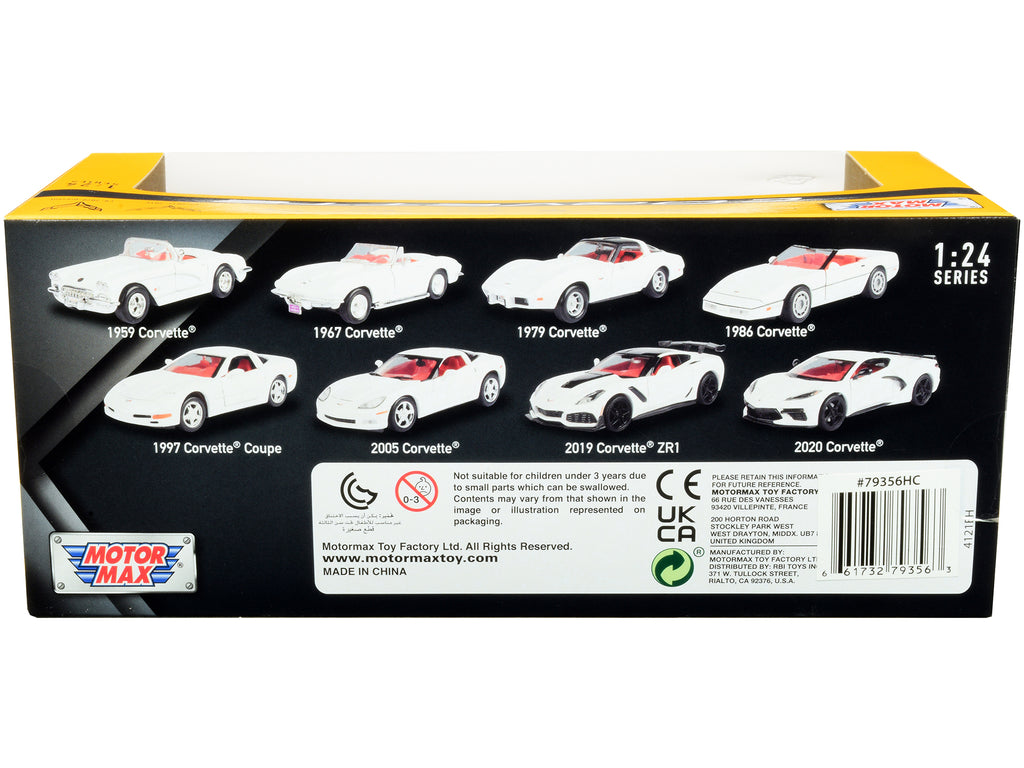 2019 Chevrolet Corvette C7 ZR1 White and Black with Red Interior "History of Corvette" Series 1/24 Diecast Model Car by Motormax - image 2